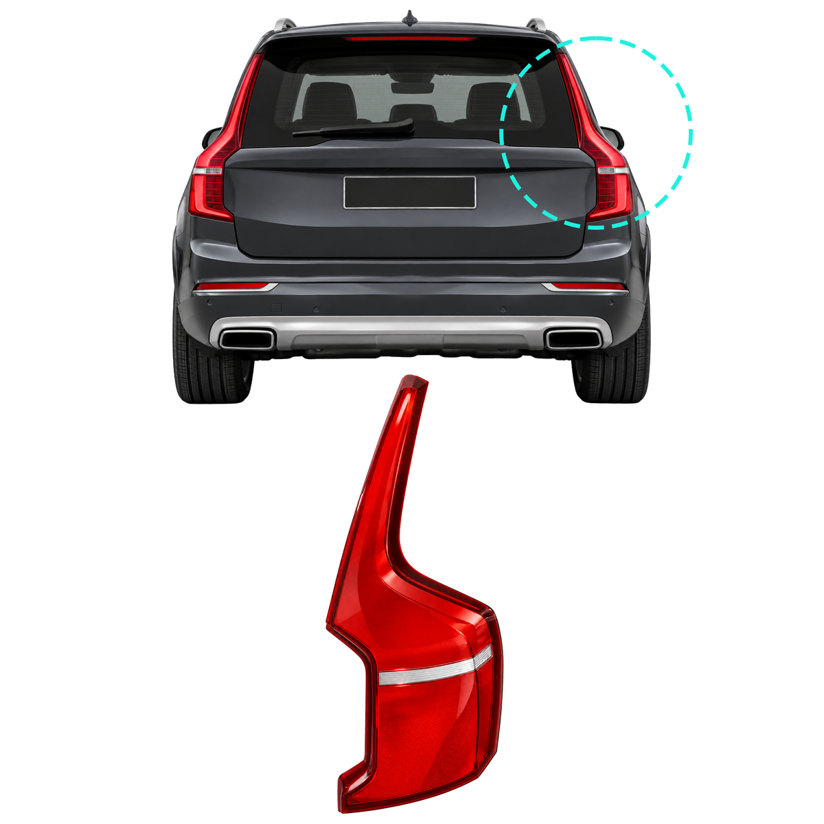 Right (Driver Side) Tail Lamp Cover for VOLVO XC90 256 (2015-2022)