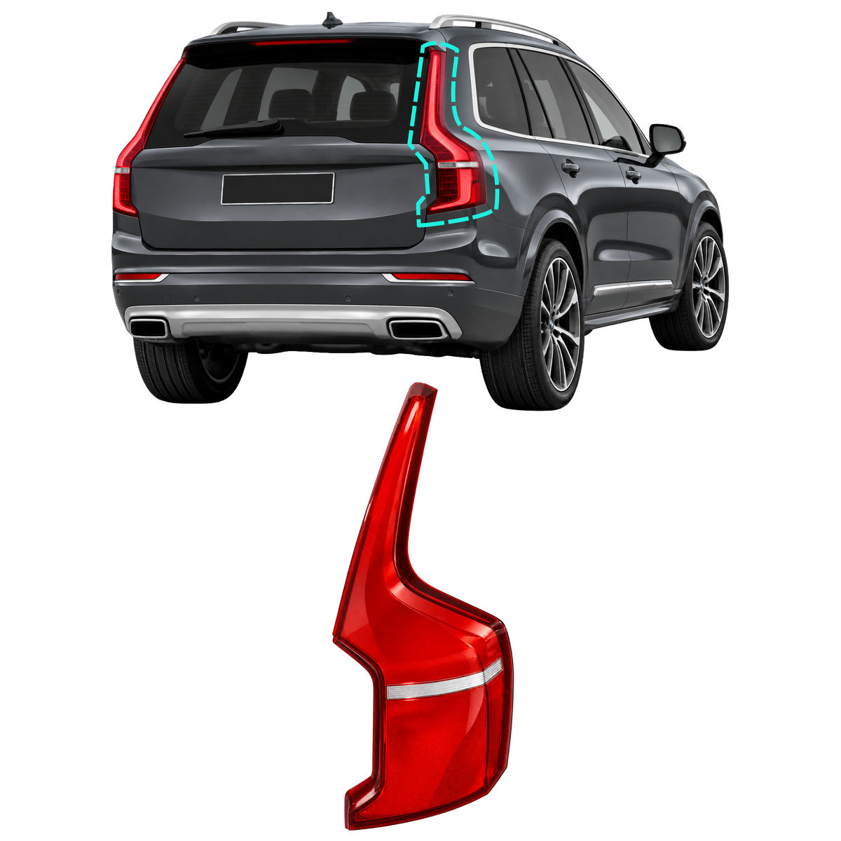 Right (Driver Side) Tail Lamp Cover for VOLVO XC90 256 (2015-2022)