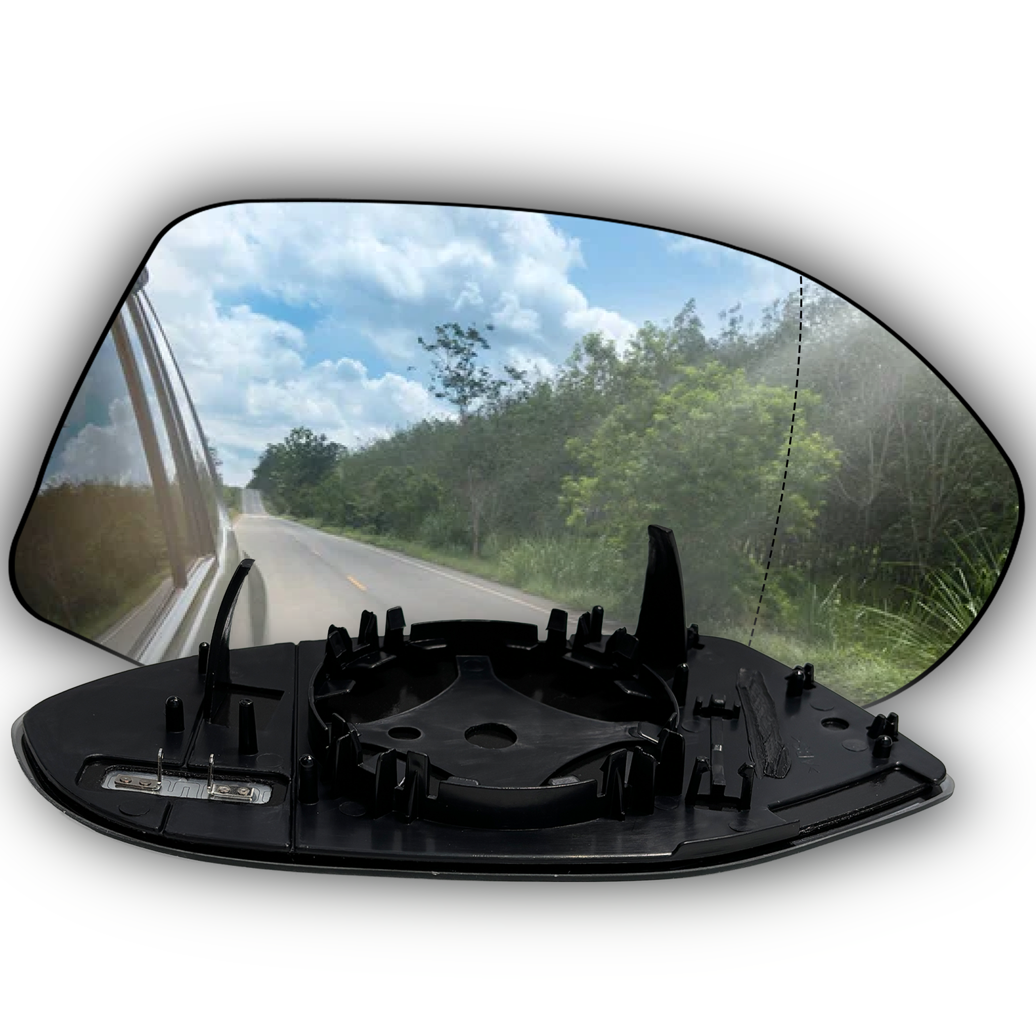 Right Rear View Mirror Glass for AUDI A7 4GA (2010-2018) with Plastic Frame, Double Curvature, Heated