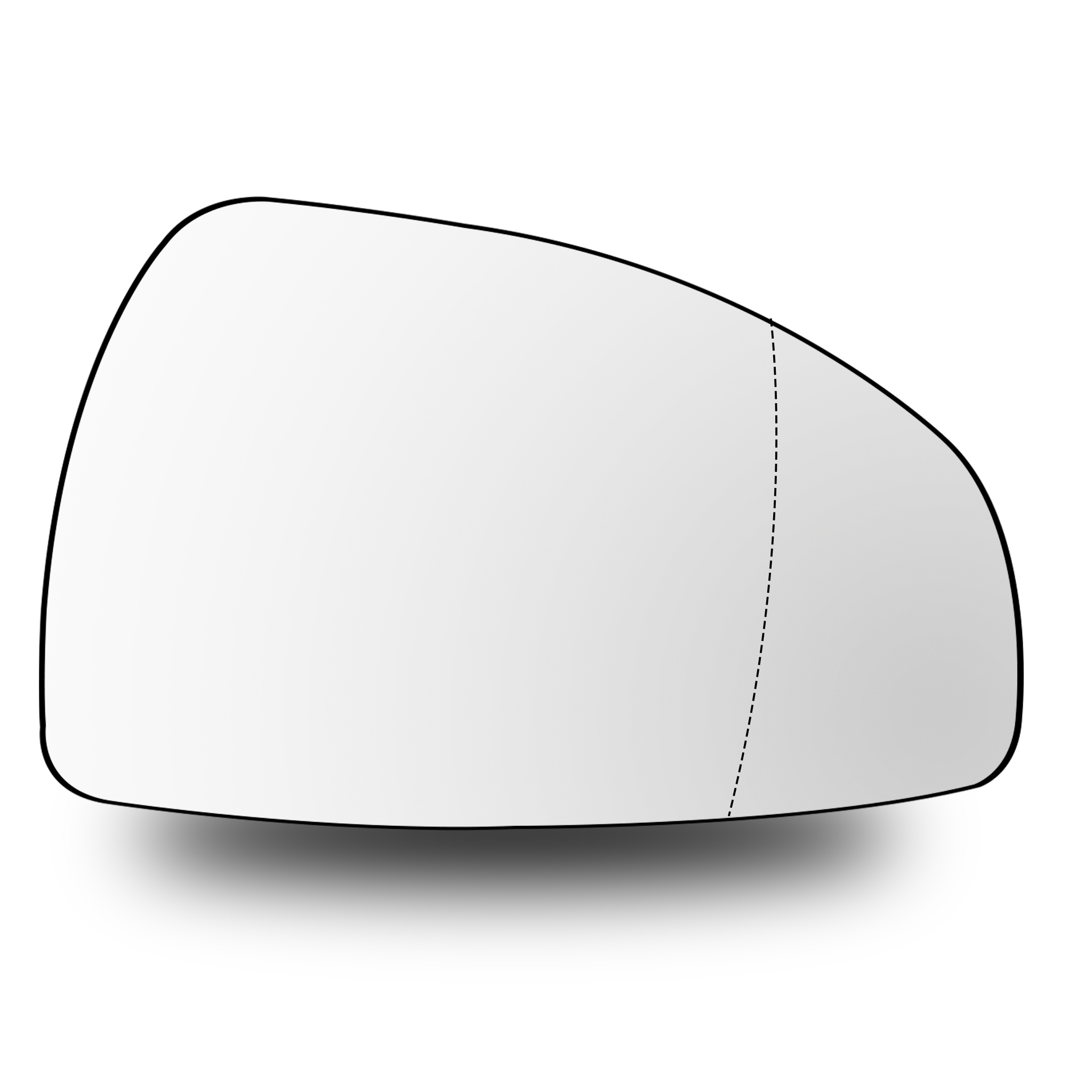 Right Rear View Mirror Glass for AUDI TT 8J3 (2006-2014) with Plastic Frame, Heated, Double Curvature