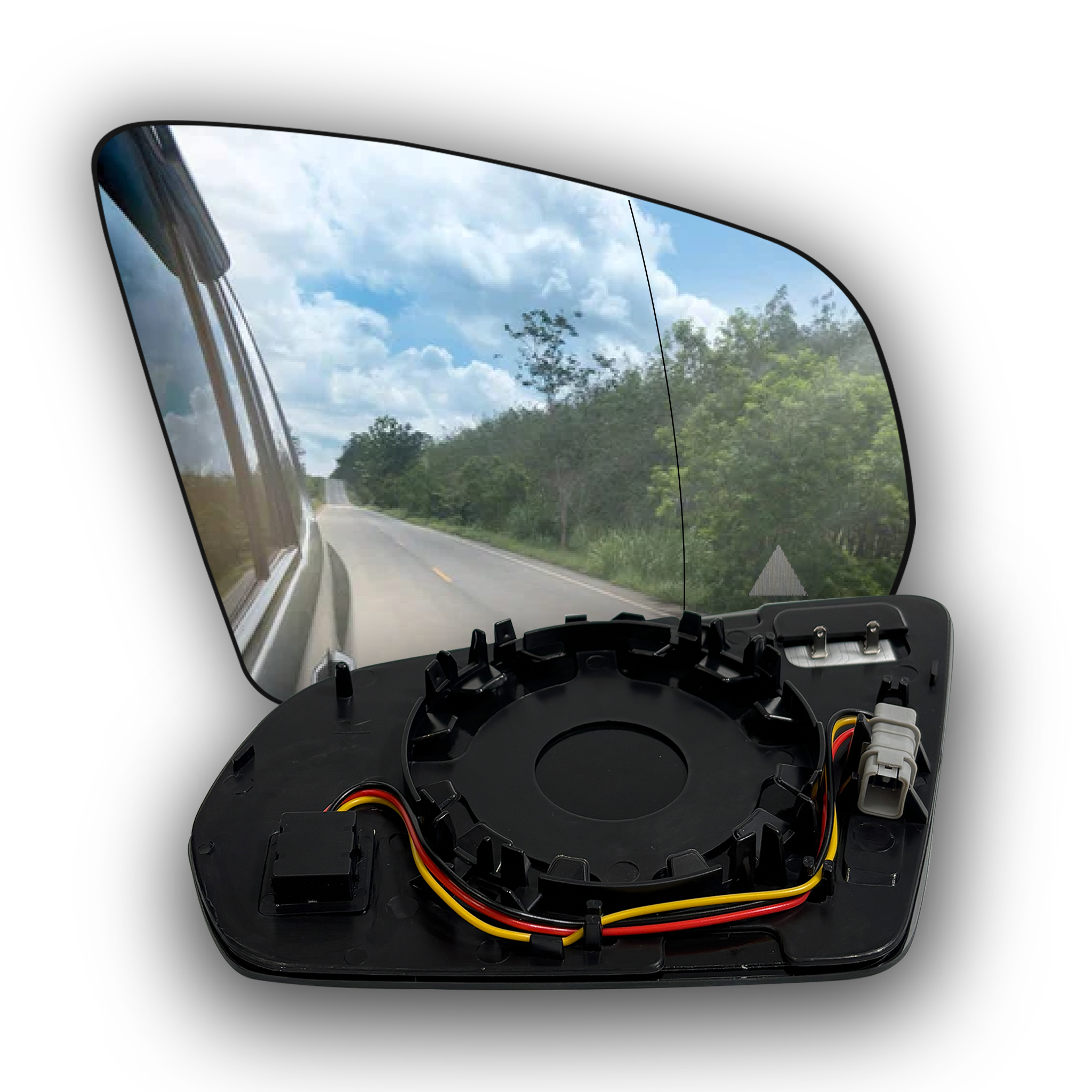 Right Rear View Mirror Glass for MERCEDES-BENZ GLC W253 (2015-2023) with Blind Spot Detection, Plastic Frame, Double Curvature
