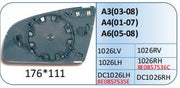 Right Side Rear View Mirror Glass for AUDI A6 4F (2008-2011) with Plastic Frame, Heated, Double Curvature