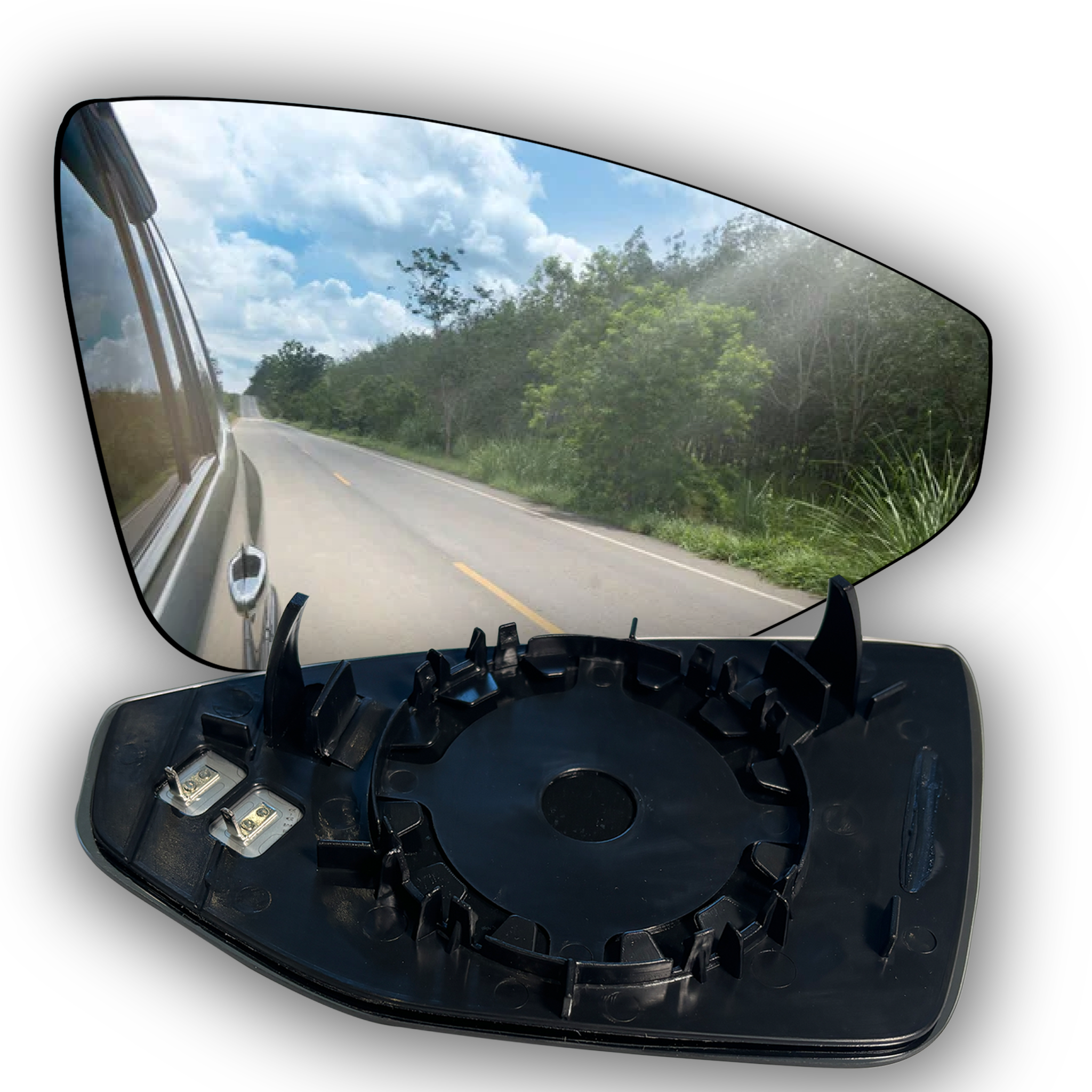 Right Side Rear View Mirror Glass for AUDI A6 4K (2018-2024) with plastic frame