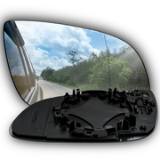 Right Side Rear View Mirror Glass for AUDI A8 4E2 (2002-2009) with Plastic Frame, Double Curvature, Heated