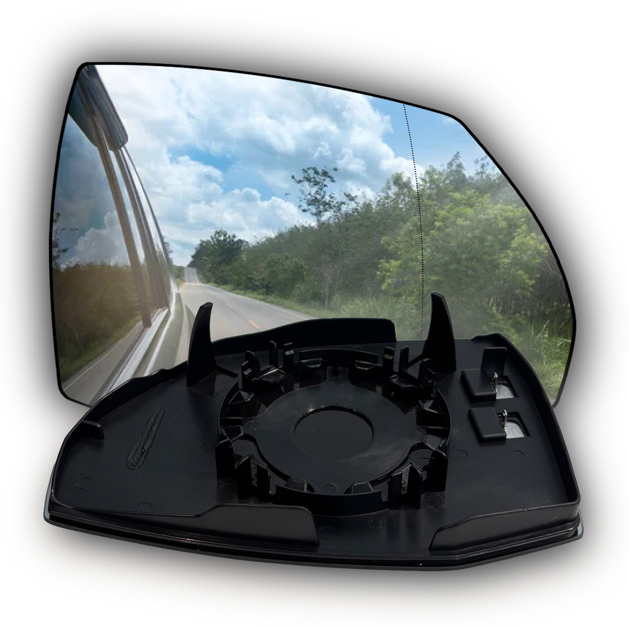 Right Side Rear View Mirror Glass for AUDI Q5 FYB (2017-2020) with Plastic Frame, Double Curvature
