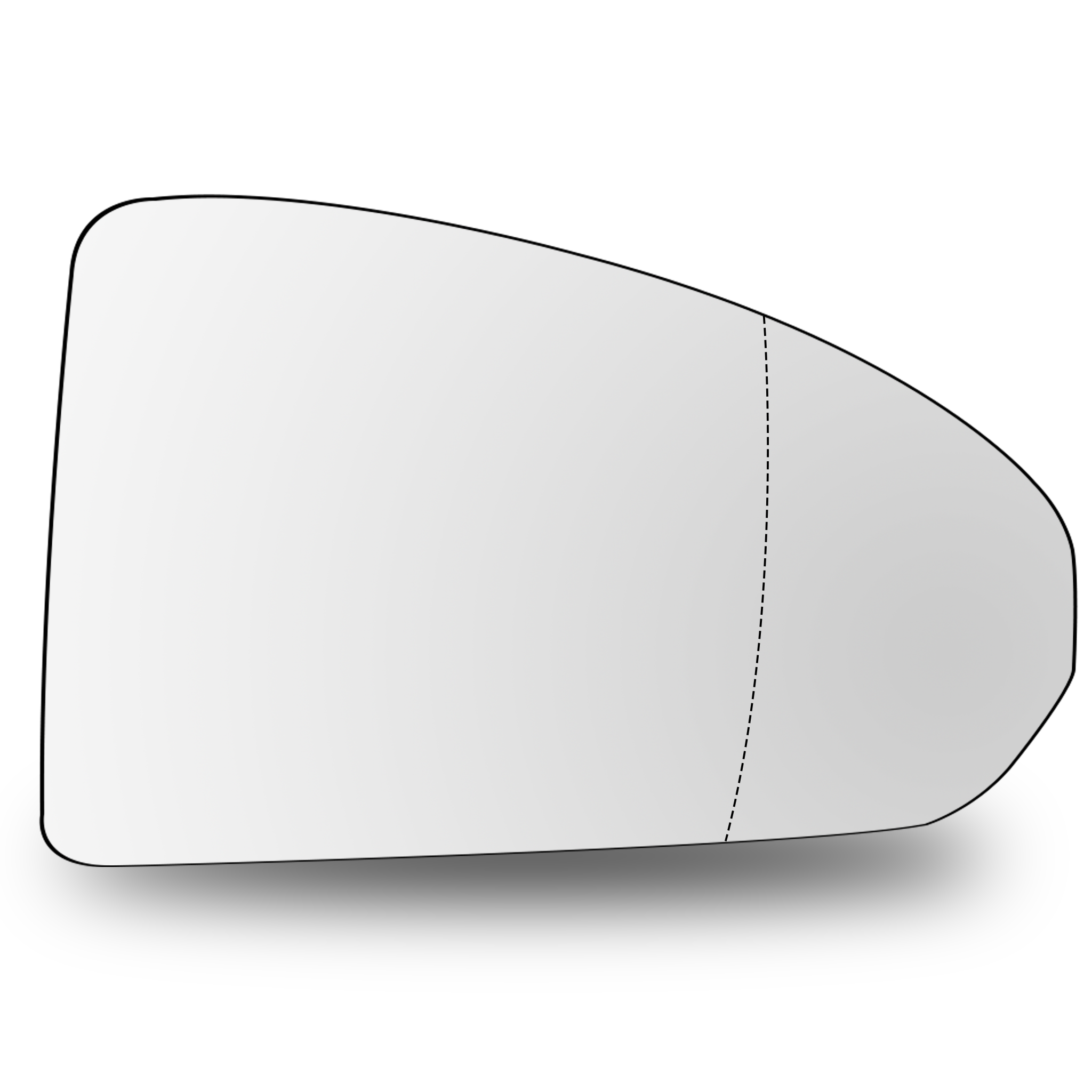 Right Side Rear View Mirror Glass for AUDI TT FV3 (2015-2019) with Plastic Frame, Heated, Double Curvature