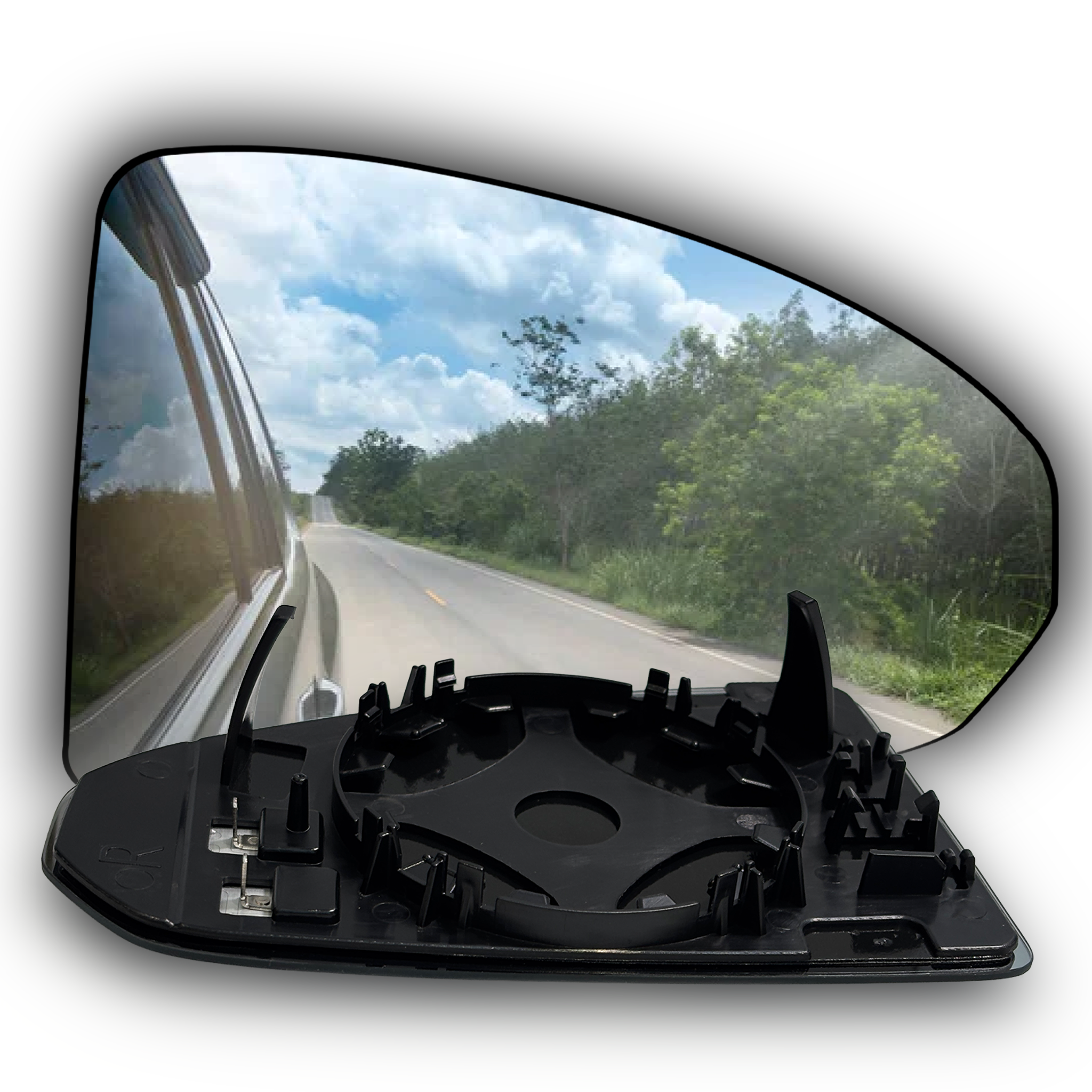 Right Side Rear View Mirror Glass for AUDI TT FV3 (2015-2019) with Plastic Frame, Heated, Single Curvature