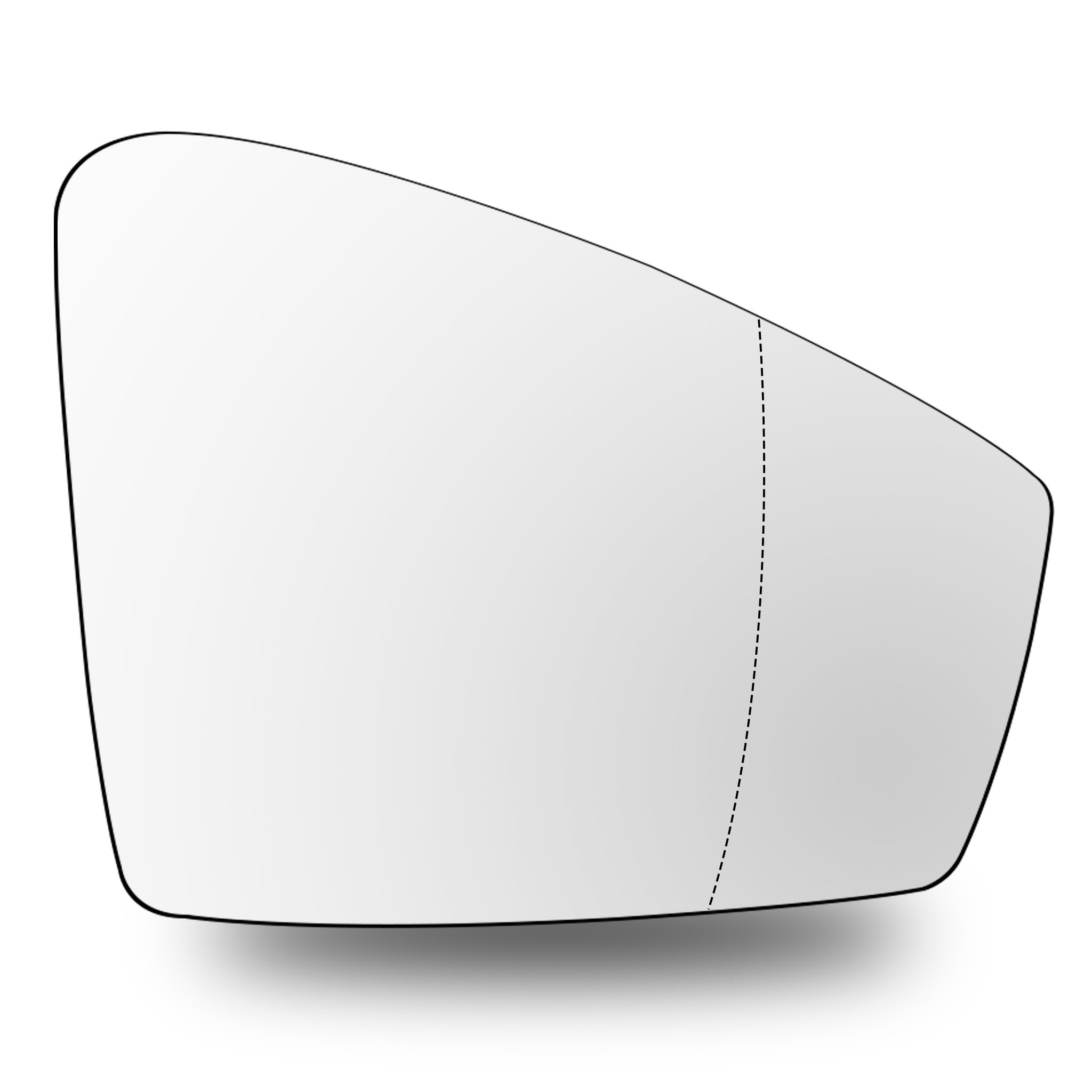 Right Side Rear View Mirror Glass for VW TOUAREG 7P (2012-2018) with Plastic Frame, Heated, Double Curvature