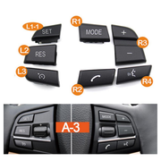 Steering Wheel Button Set for BMW 5 Series F18 (2010-2016) in Black color Model A3 made of PC and ABS
