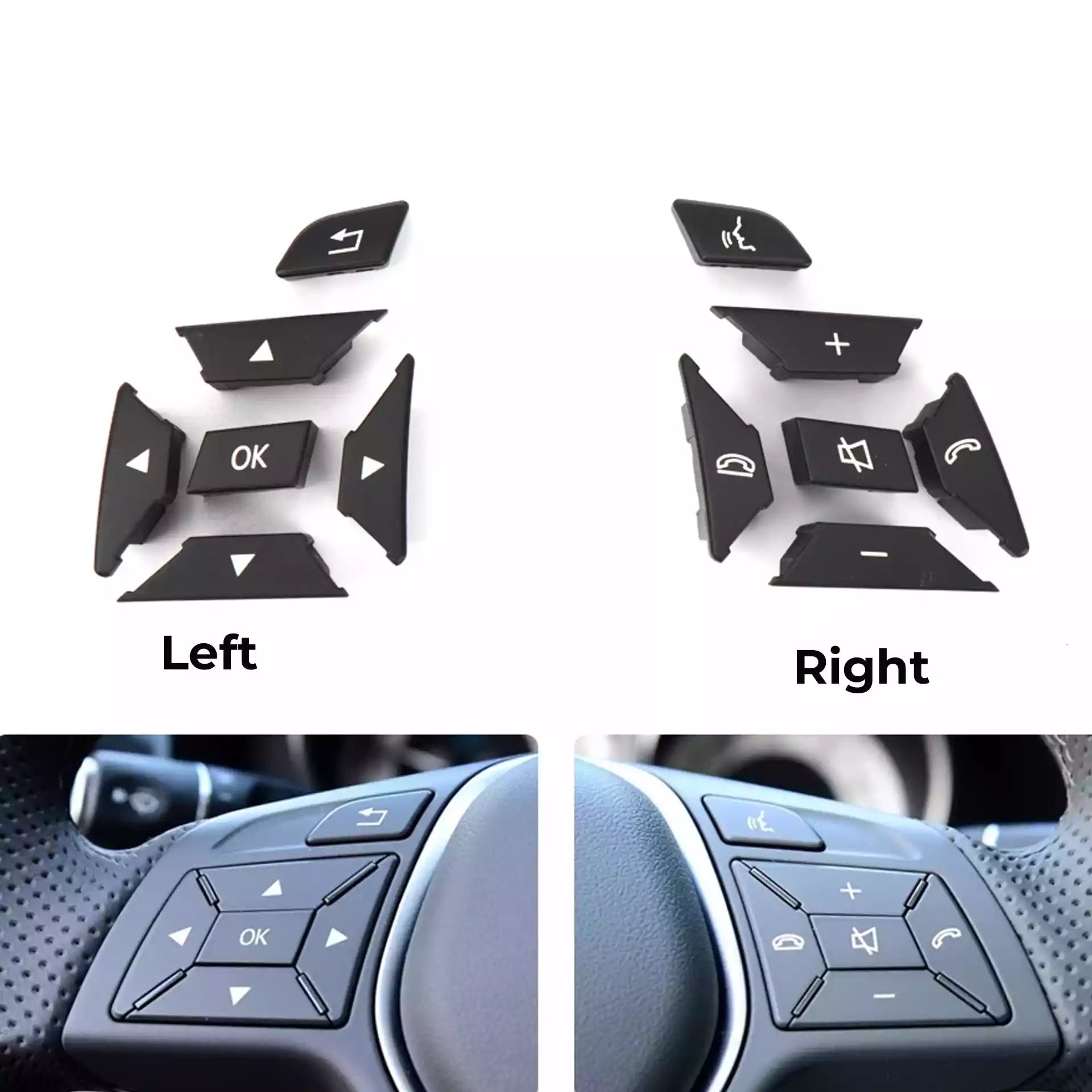 Steering Wheel Buttons Set for MERCEDES-BENZ C-CLASS W204 (2007-2014) in Moka color Standard Model, PC & ABS