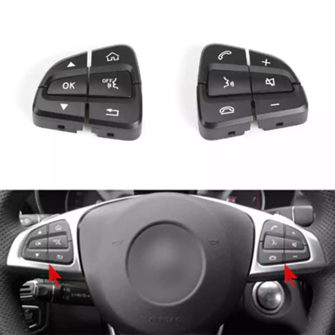 Steering Wheel Buttons Set for MERCEDES-BENZ C-CLASS W205 (2014-2023) in Black color PC and ABS material