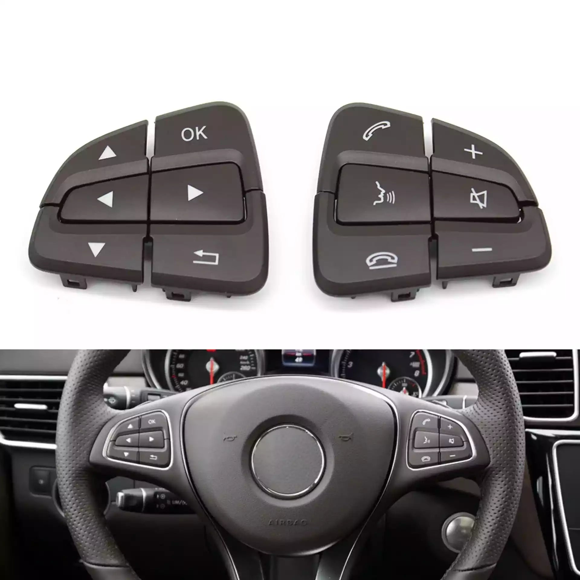 Steering Wheel Buttons Set for MERCEDES-BENZ CLS C218 (2011-2017) in Moka color PC and ABS